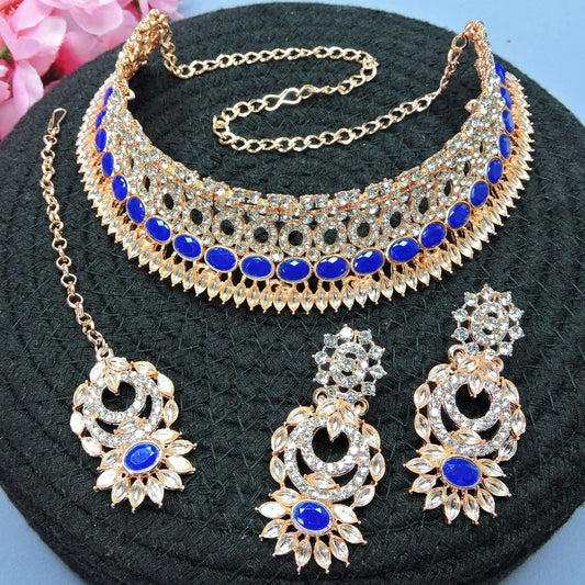 Alloy Choker Necklace Set In Blue NCNS12510240