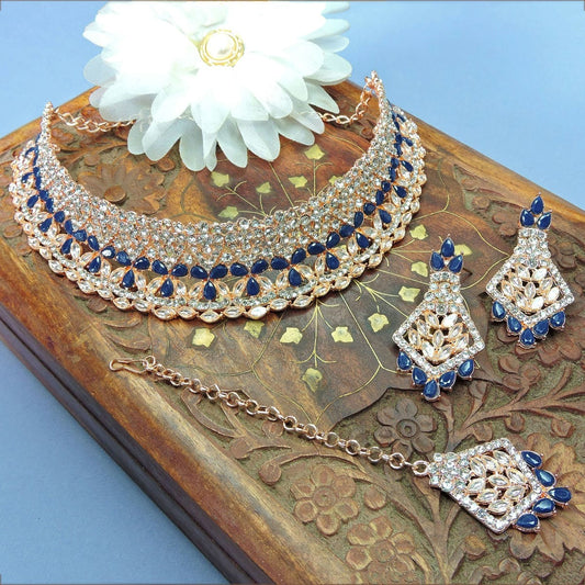 Alloy Choker Necklace Set In Blue NCNS12510246