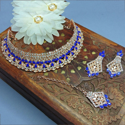 Alloy Choker Necklace Set In Blue NCNS12510252