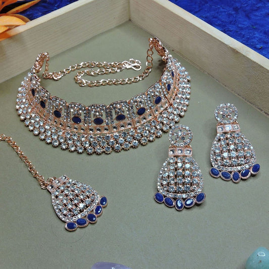Alloy Choker Necklace Set In Blue NCNS12510258