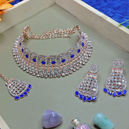 Alloy Choker Necklace Set In Blue NCNS12510264