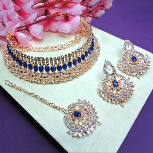 Alloy Choker Necklace Set In Blue NCNS12510298