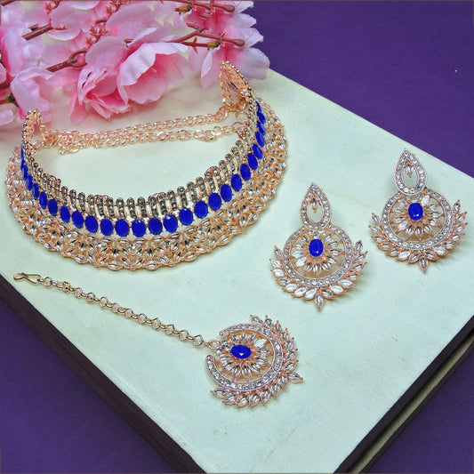 Alloy Choker Necklace Set In Blue NCNS12510303
