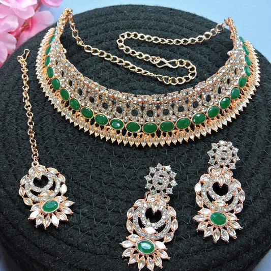 Alloy Choker Necklace Set In Green NCNS12510238