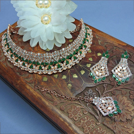 Alloy Choker Necklace Set In Green NCNS12510250