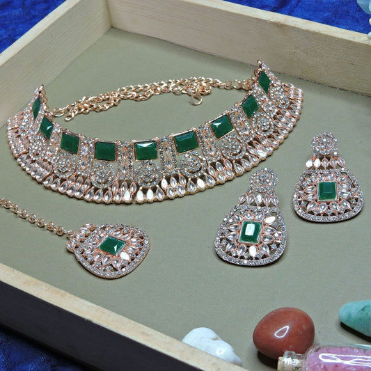 Alloy Choker Necklace Set In Green NCNS12510275