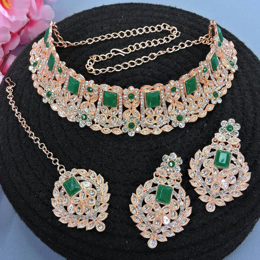 Alloy Choker Necklace Set In Green NCNS12510331