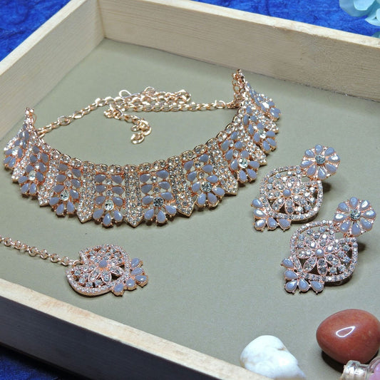 Alloy Choker Necklace Set In Grey NCNS12510224