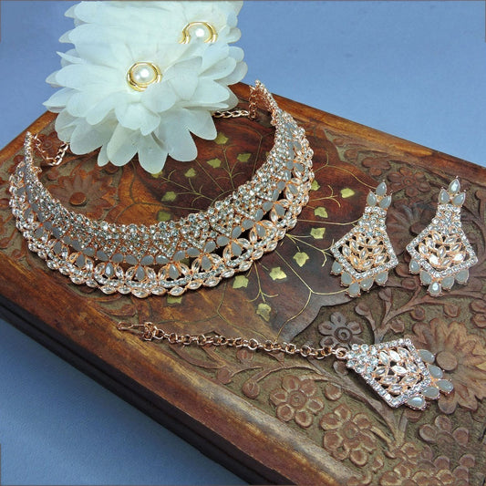 Alloy Choker Necklace Set In Grey NCNS12510249