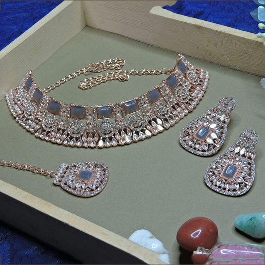 Alloy Choker Necklace Set In Grey NCNS12510274