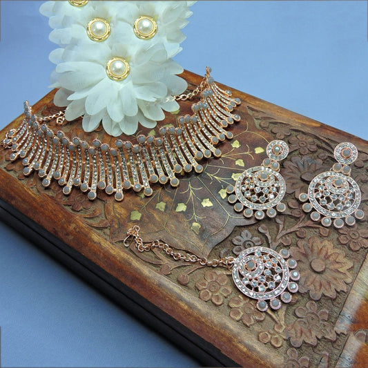 Alloy Choker Necklace Set In Grey NCNS12510312