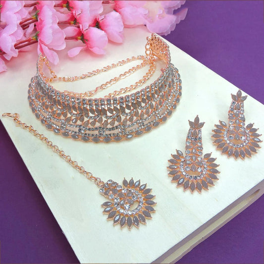 Alloy Choker Necklace Set In Grey NCNS12510345
