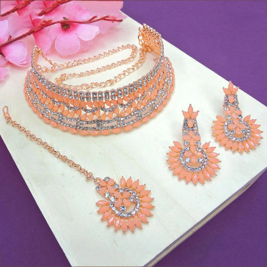 Alloy Choker Necklace Set In Peach NCNS12510341