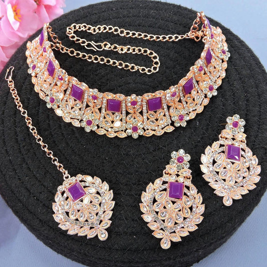 Alloy Choker Necklace Set In Purple NCNS12510324