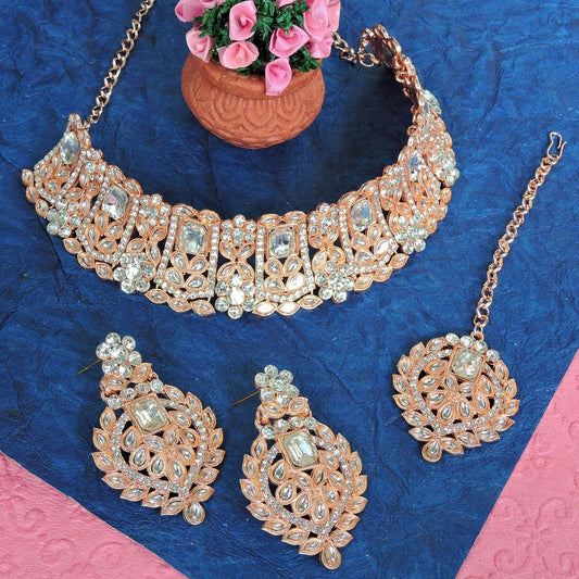 Alloy Choker Necklace Set In White NCNS12510321