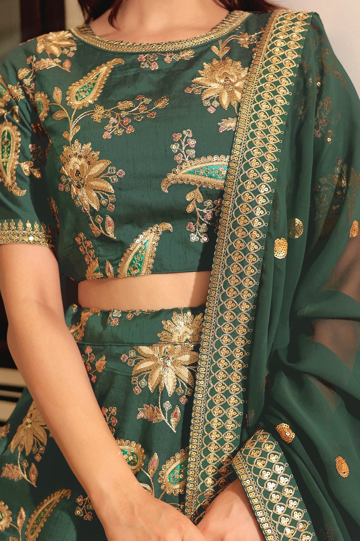 Art Silk Lehenga Choli In Green Colour LC10110196