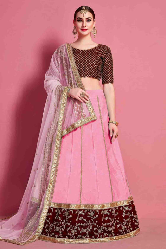 Baby Pink Art Silk Embroidery Lehenga Choli NCLC10810550