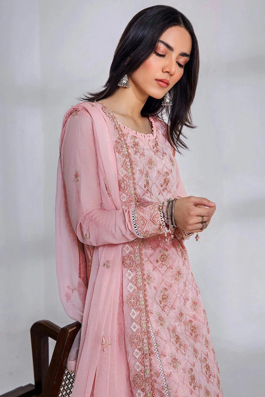 Baby Pink Cotton Semi Stitched Pakistani Suit NCSM12510209