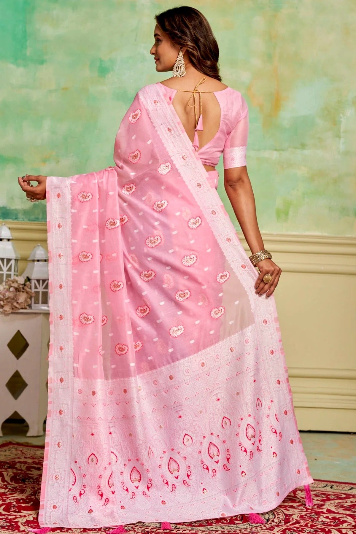 Baby Pink Cotton Traditional Saree NCSD11111665