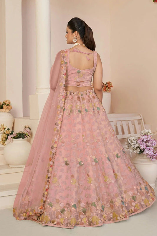 Baby Pink Embroidery Net Lehenga Choli NCLD10810218
