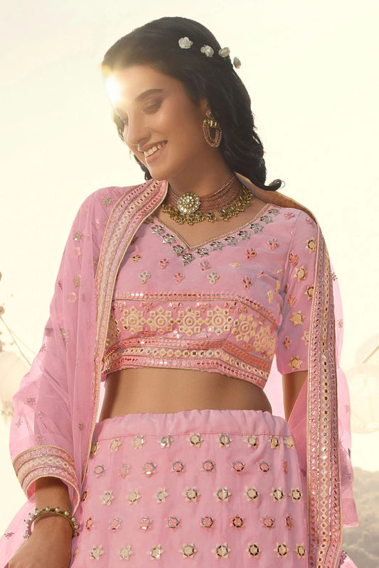 Baby Pink Embroidery Organza Lehenga Choli NCLD10810341