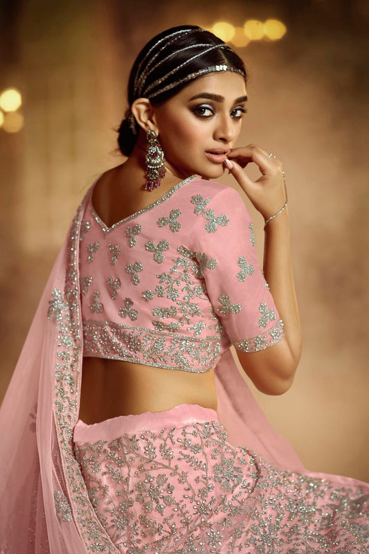 Baby Pink Embroidery Soft Net Lehenga Choli NCLD10810209