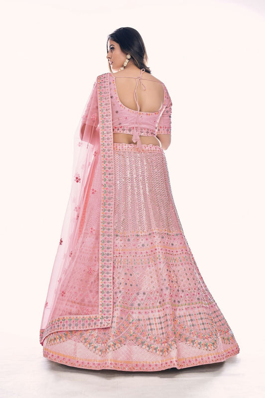 Baby Pink Embroidery Soft Net Lehenga Choli NCLD10810278