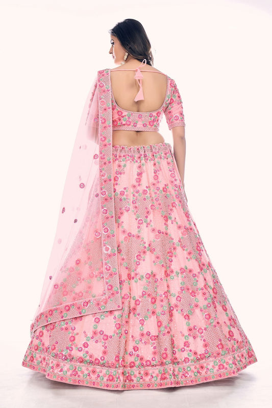 Baby Pink Embroidery Soft Net Lehenga Choli NCLD10810291