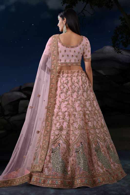 Baby Pink Embroidery Soft Net Lehenga Choli NCLD10810311
