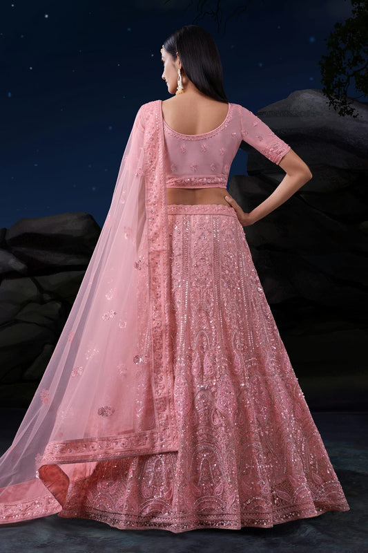 Baby Pink Embroidery Soft Net Lehenga Choli NCLD10810313