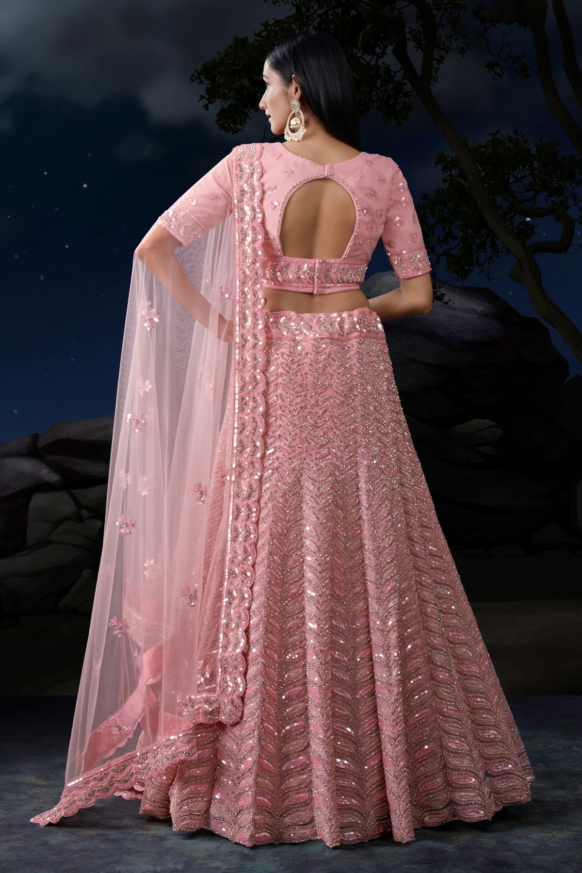 Baby Pink Embroidery Soft Net Lehenga Choli NCLD10810318