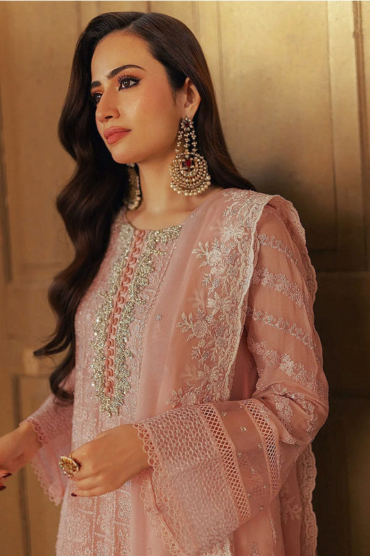 Baby Pink Faux Georgette Semi Stitched Pakistani Suit NCSM11410441