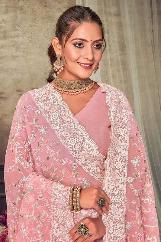 Baby Pink Georgette Designer Saree NCLC11210315