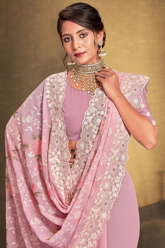 Baby Pink Georgette Designer Saree NCLC11210334