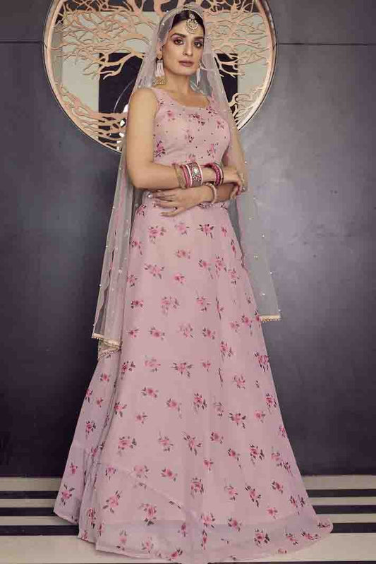 Baby Pink Georgette Printed Lehenga Choli NCLC10810594