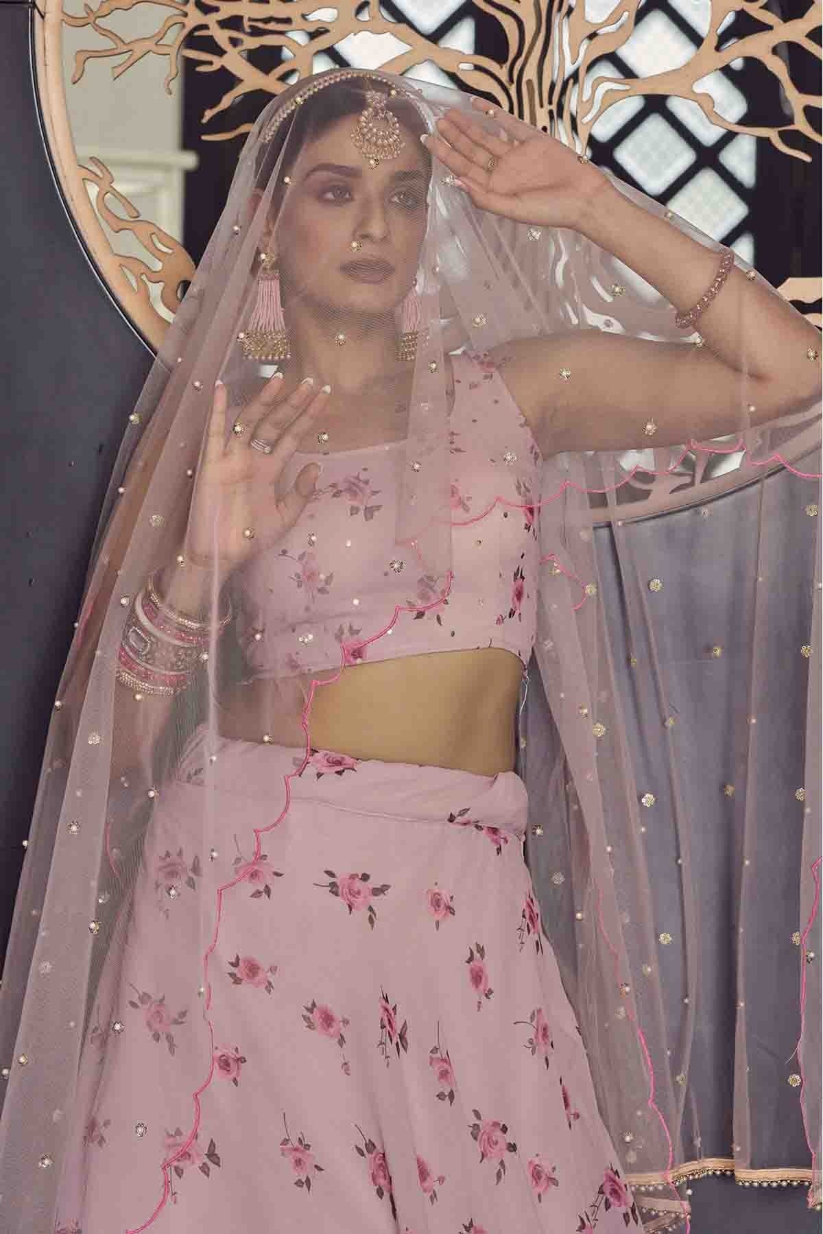 Baby Pink Georgette Printed Lehenga Choli NCLC10810594