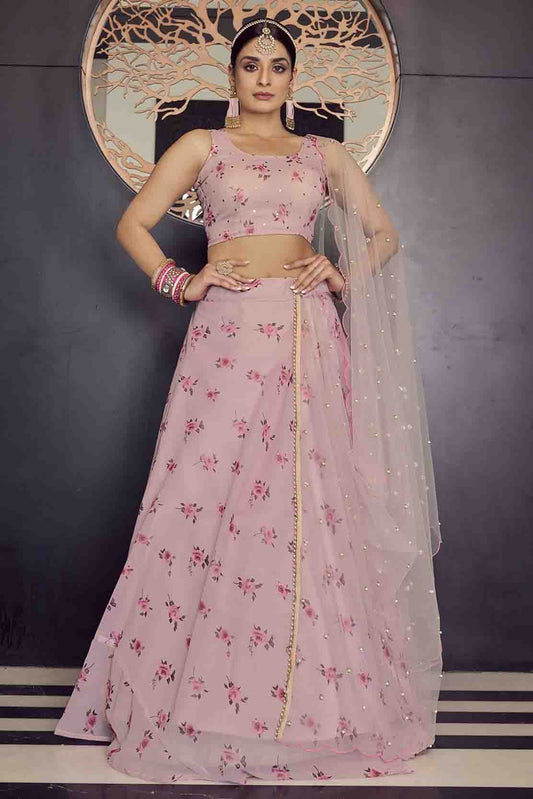 Baby Pink Georgette Printed Lehenga Choli NCLC10810594