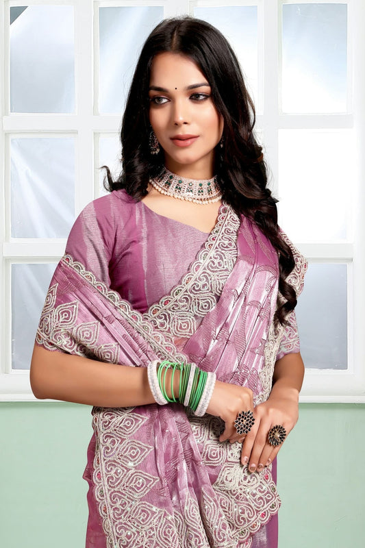 Baby Pink Jimmy Choo Silk Designer Saree NCLC11210293