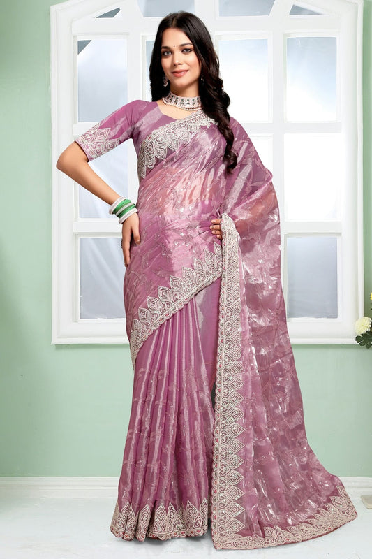 Baby Pink Jimmy Choo Silk Designer Saree NCLC11210293