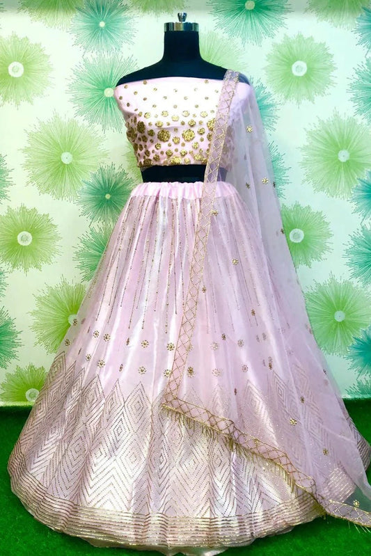 Baby Pink Net Lehenga Choli NCLC10210114