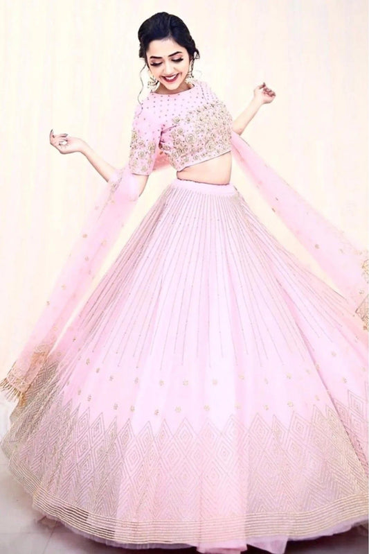 Baby Pink Net Lehenga Choli NCLC10210114