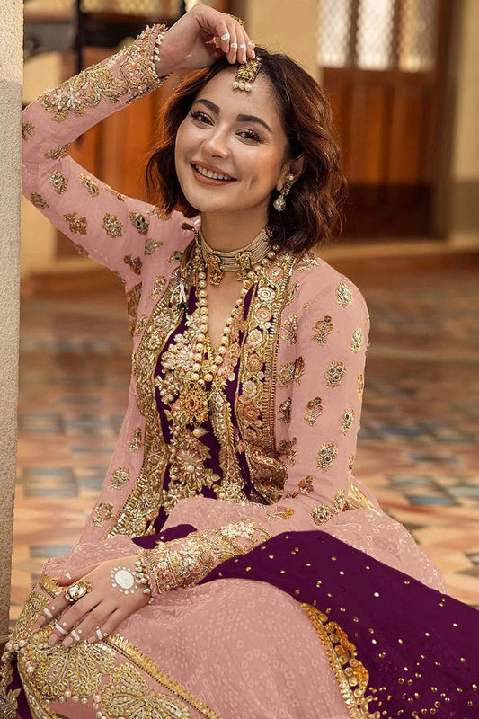 Baby Pink Organza Pakistani Suit NCSM11410556