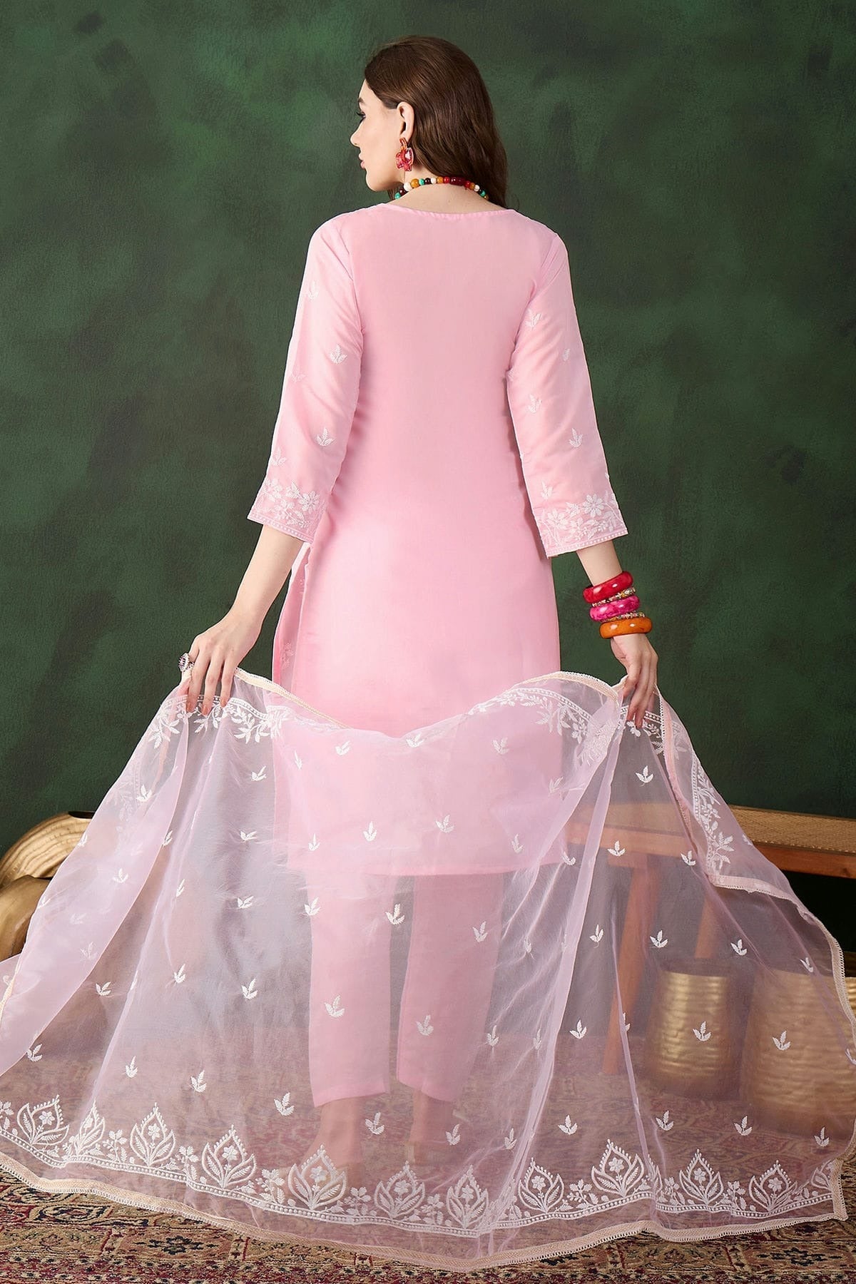 Baby Pink Roman Silk Stitched Salwar Suit NCSS11111971