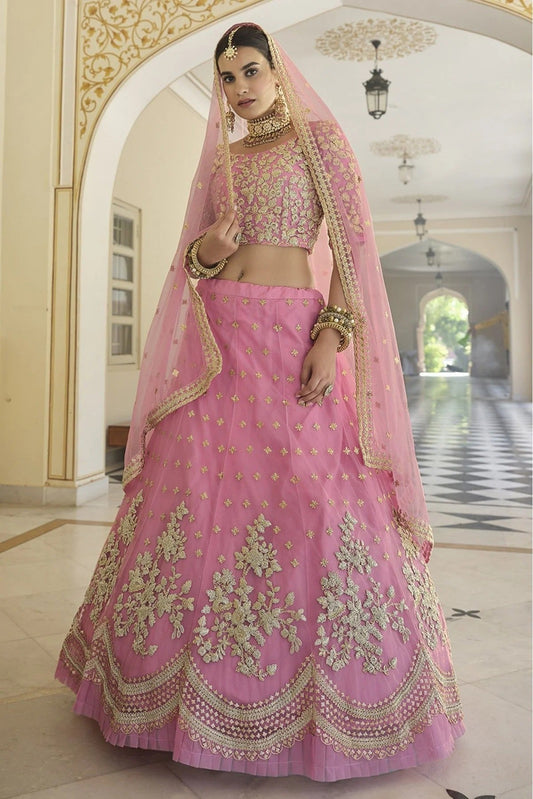 Baby Pink Soft Net Sequins Lehenga Choli NCLC10810584