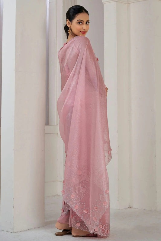 Baby Pink Soft Organza Designer Saree NCSD11210236