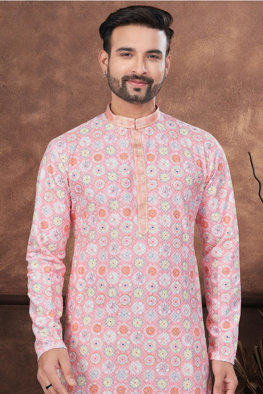 Baby Pink Soft Rayon Kurta Pajama NCKP10410126