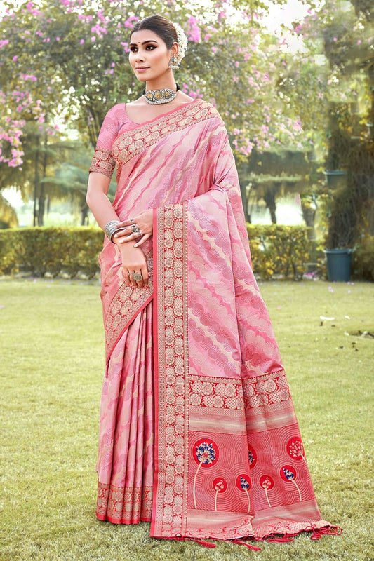 Baby Pink Woven Silk Saree NCSD11010524