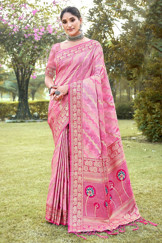 Baby Pink Woven Silk Saree NCSD11010527