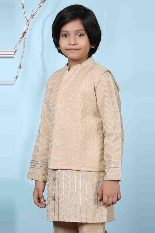 Beige Chanderi Silk Jacket  NCBW10710737