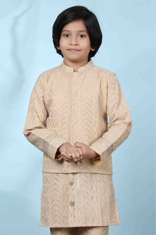 Beige Chanderi Silk Jacket NCBW10710737